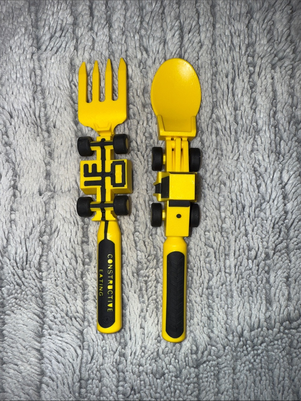 Yellow Kids Construction Spoon and Fork Play Set